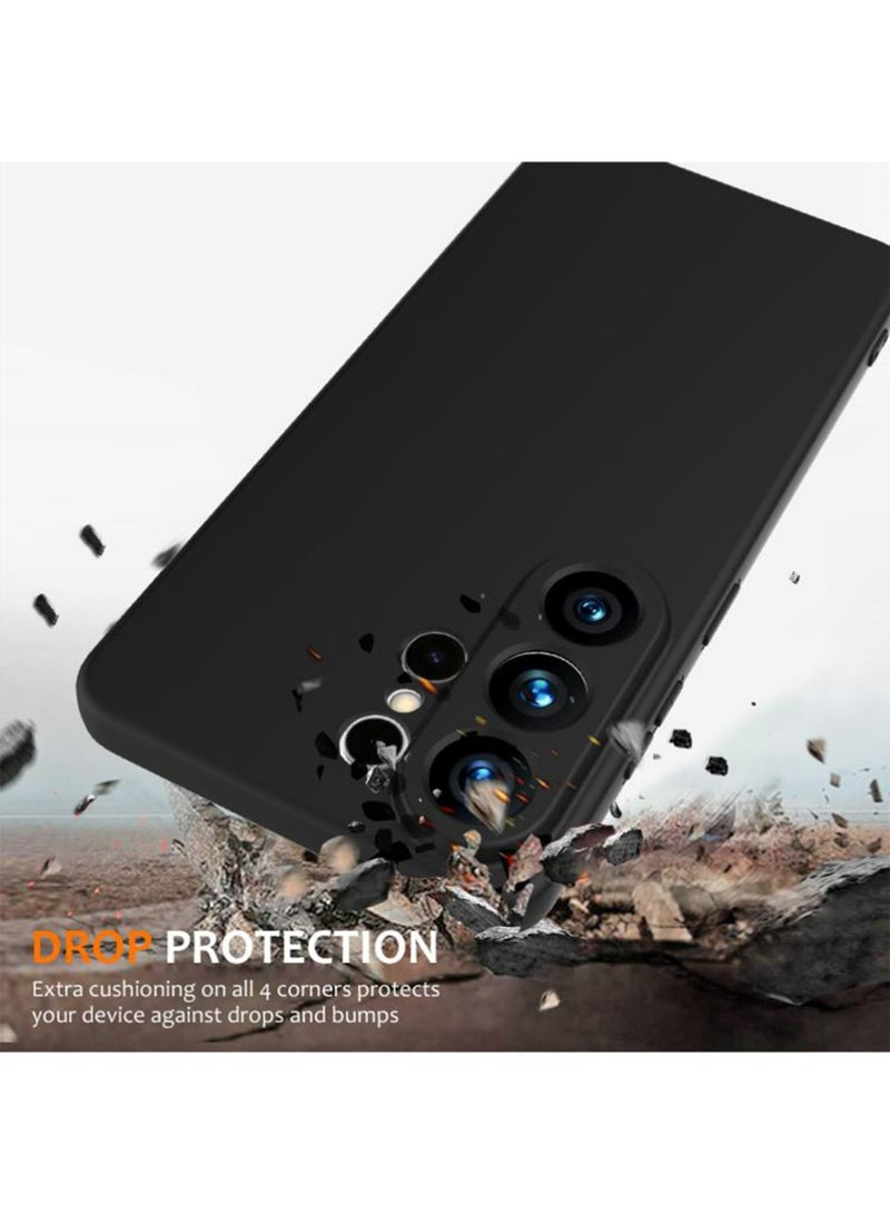 سامسونج S26 فوق الحالة غطاء, لون نقي غطاء بسيط,دعم الحلقة المغناطيسية, رقيقة رقيقة السائل السيليكون لينة المطاط هلام TPU الكاميرا كاملة حماية المضادة,ملحقات الجوال الأسود - view 2